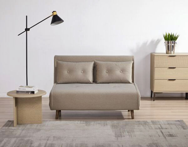 Haru 2-Seat Sofa Bed – Mohair Beige Fabric