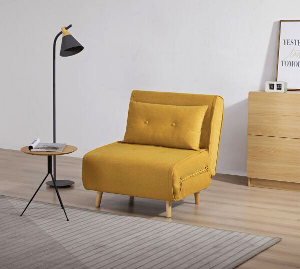 Haru 1-Seat Sofa Bed Chair – Mustard Fabric