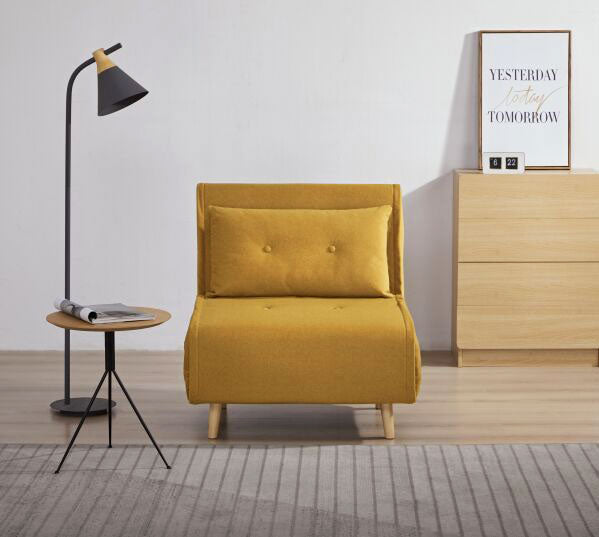 Haru 1-Seat Sofa Bed Chair – Mustard Fabric