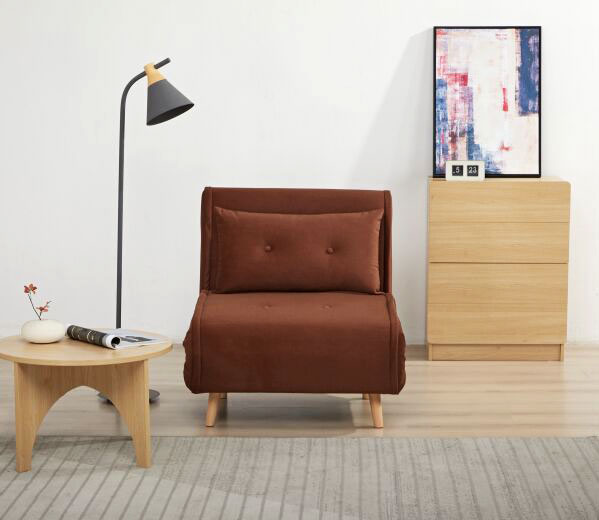 Haru 1-Seat Sofa Bed Chair – Orange Fabric