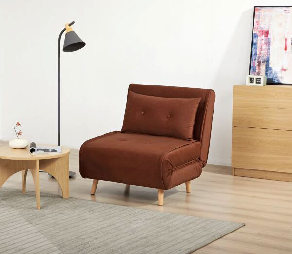 Haru 1-Seat Sofa Bed Chair – Orange Fabric