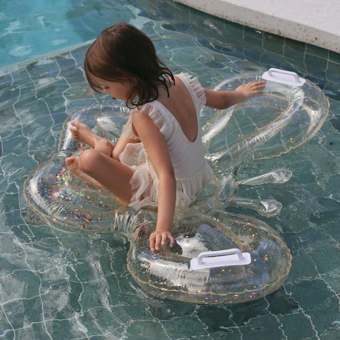 Kids Lie- on Float - Butterfly Cotton Candy Glitter