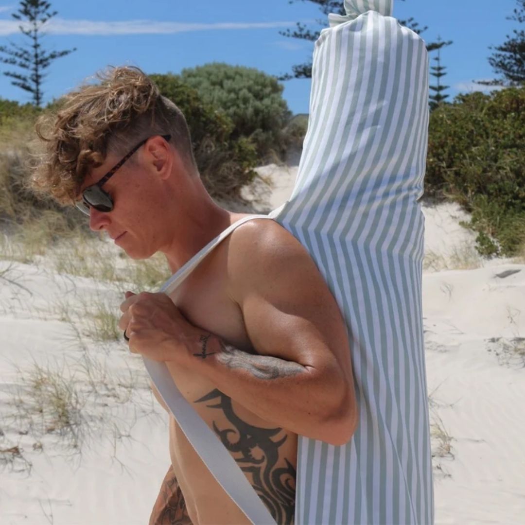 Beach Cabana - Sea Sage Stripe