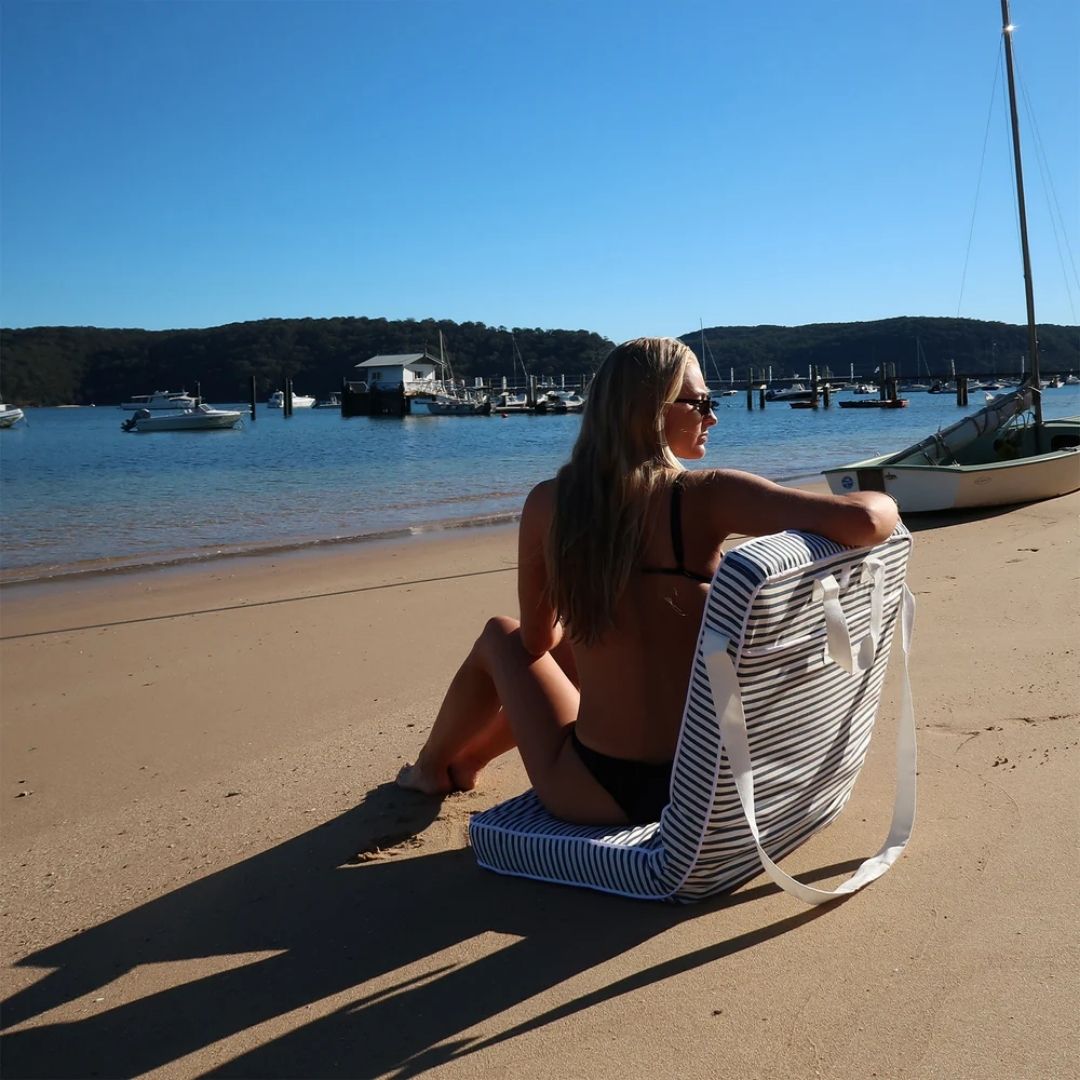 Take Anywhere Folding Chair - Resort Navy Stripe