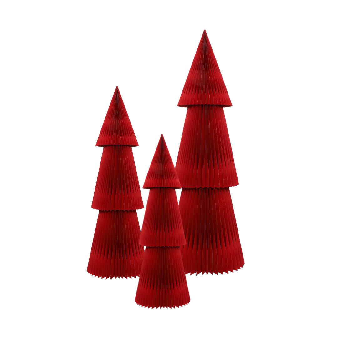 Paper Christmas Trees - Set of 3 Red