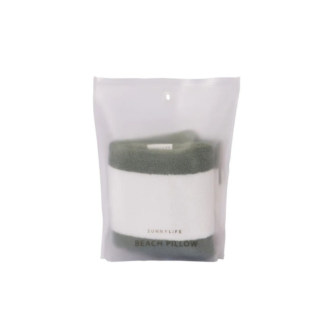 SUNNYLiFE Terry Beach Pillow - Olive Stripe