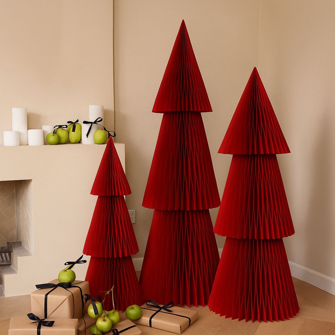 Paper Christmas Trees - Set of 3 Red